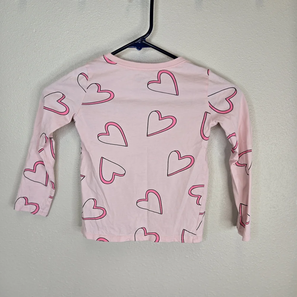 100% Cotton OshKosh B'gosh Pink Heart Kids Shirt Long Sleeve Tee 5T
